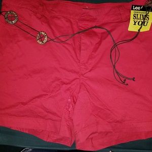 Coral Colored Shorts w/Tie Belt